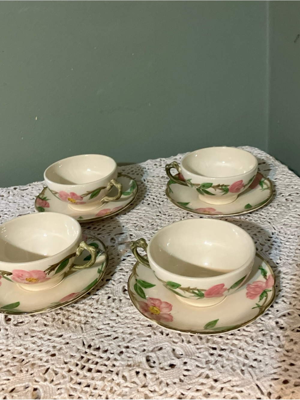 Vintage Franciscan Desert Rose Tea Cup and Saucer Set of 4
